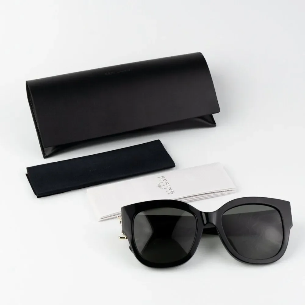 NEW Saint Laurent  SLM95/F 001 Black Grey Oversized Cat Eye Women Sunglasses